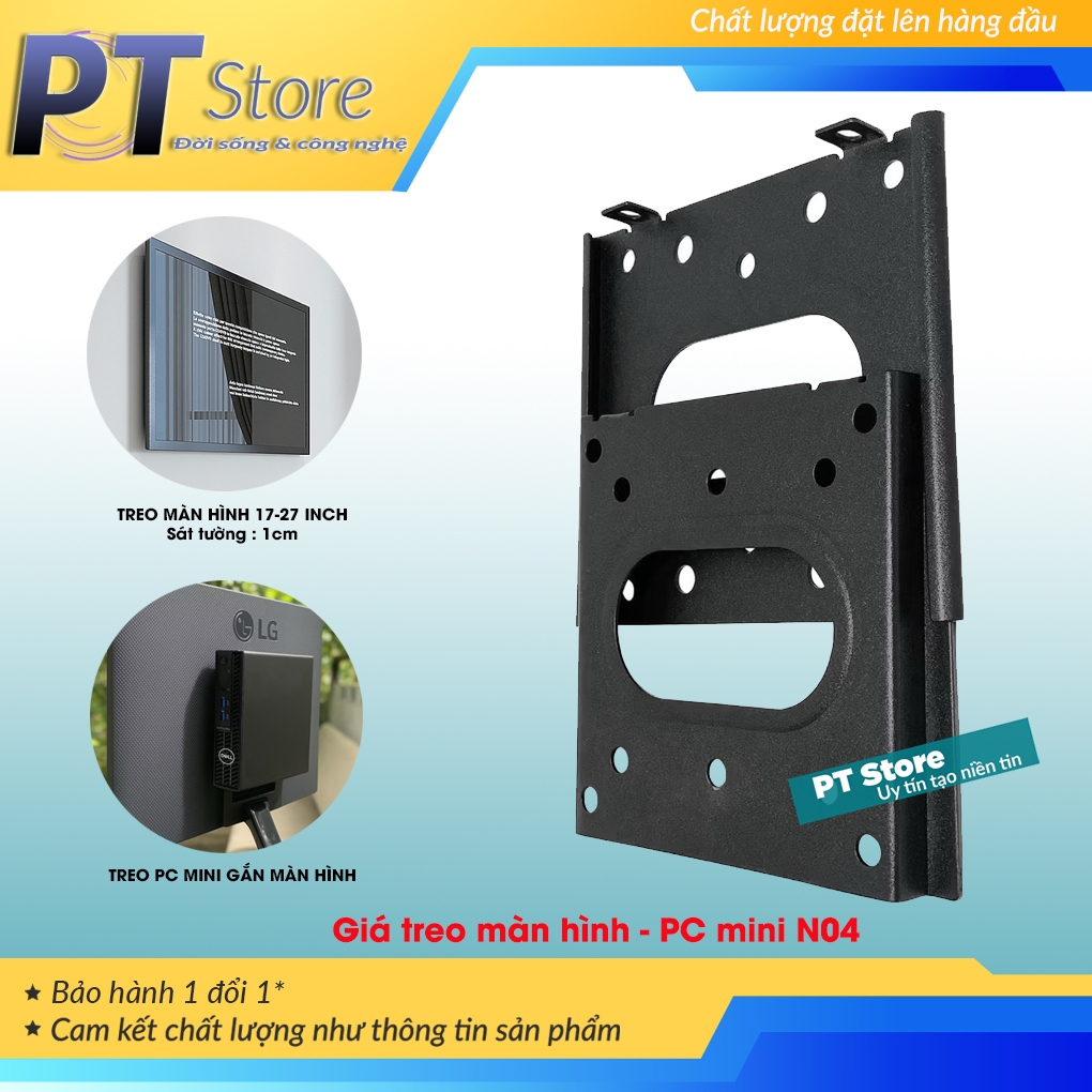 Giá Treo Màn Hình Máy Tính 17-27Inch N4 Sát Tường - Cách Tường Chỉ 1Cm - Có Hỗ Trợ Treo Mini PC