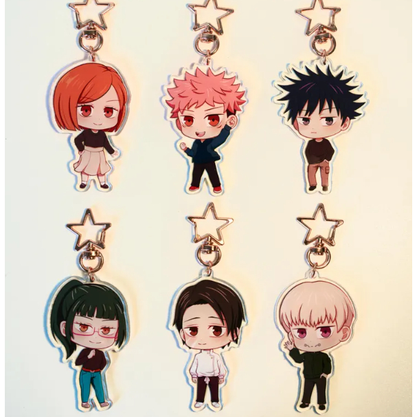 Jujutsu Kaisen Keychain Set – Yuji, Megumi, Nobara, Maki, Inumaki, Yuta | Double-Sided Acrylic Anime