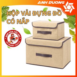 Combo 2 Hộp Vải Đựng Đồ, Đựng Quần Áo, Đồ Lót Gấp Gọn - Thùng Đựng Đa Năng Có Nắp Đậy