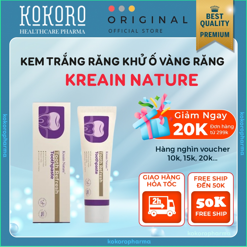 Kem Đánh Răng Thơm Miệng KREAIN TOOTHPASTE – Kem KREAIN NATURE Giúp Làm Sạch Mảng Bám & Hơi Thở Thêm