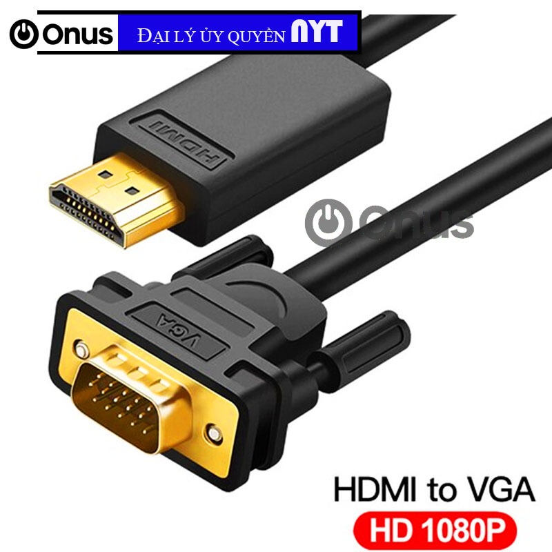 Cáp HDMI Sang VGA ( CHỈ 1 CHIỀU) Hỗ Trợ FullHD 1080P Chống Nhiễu, Cắm Là Chạy - ONUS