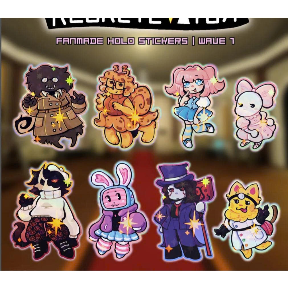 Móc khoá REGRETEVATOR WAVE 1 STICKERS | Folly, Melanie, Stat, Mozelle, Mach, Dr. Retro, Split, Bive