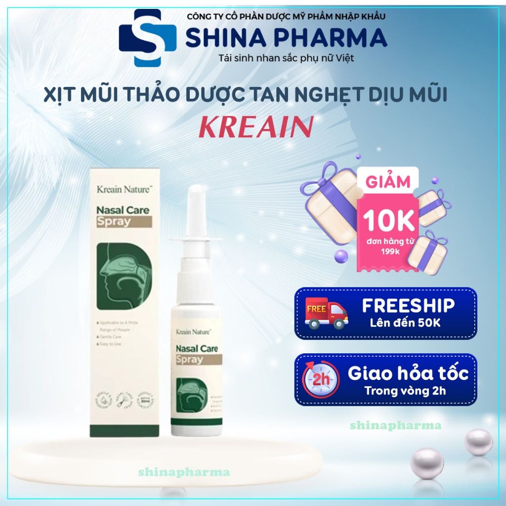 Xịt Thảo Dược Mũi KREAIN NATURE – Xịt Mũi KREAIN Giúp Giảm Nghẹt Mũi, Sổ Mũi, Hắt Hơi, Ngứa Mũi