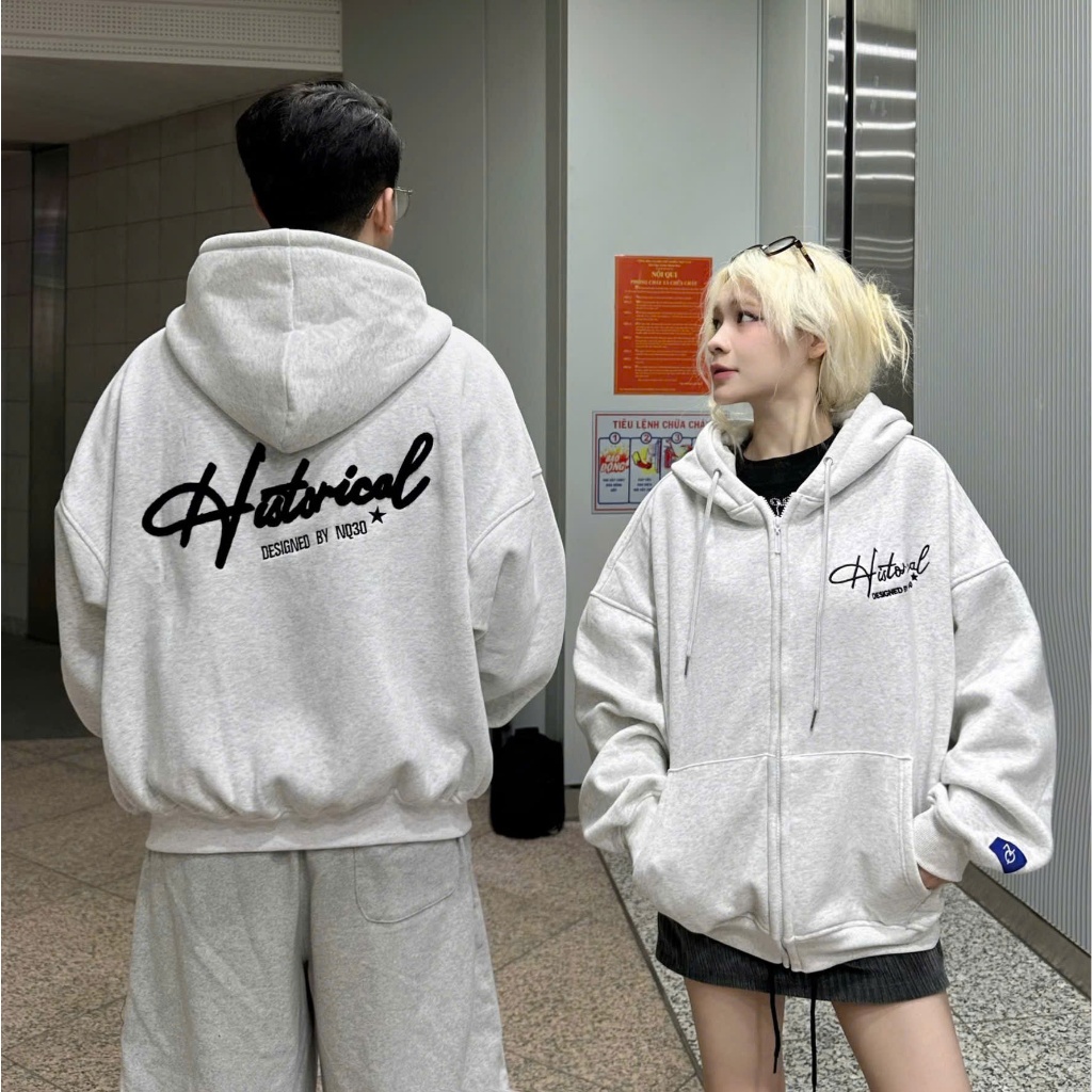 Áo Khoác Hoodie Zip NQ30 HISTORYCAL dày dặn 2 lớp  nam nữ chất nỉ  mũ to rộng IN Chữ HISTORY | BigBuy360 - bigbuy360.vn