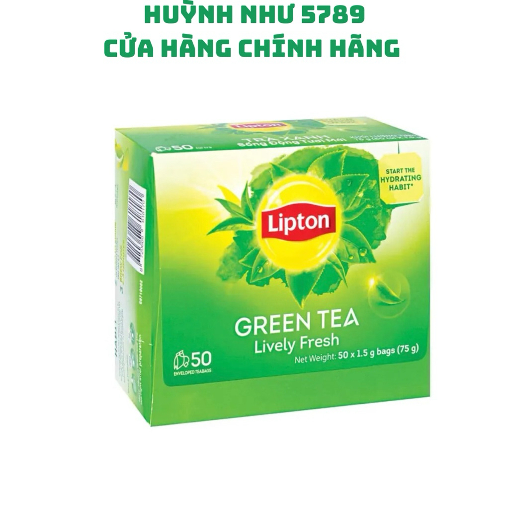 [CHÍNH HÃNG]Trà xanh Lipton tươi mới, hộp 50 gói, 1.5g