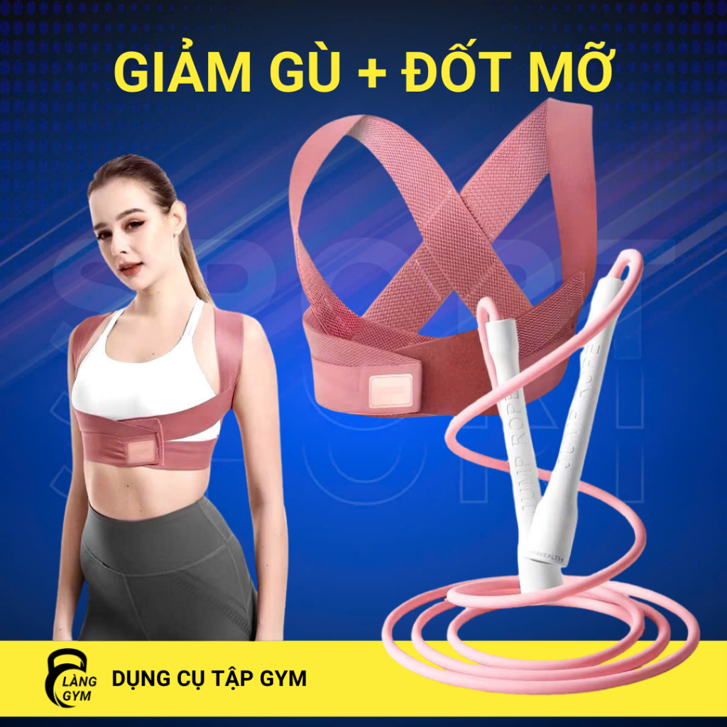 COMBO Dây Nhảy PVC Jump Ropes + Đai Chống Gù Lưng Aolikes 3109