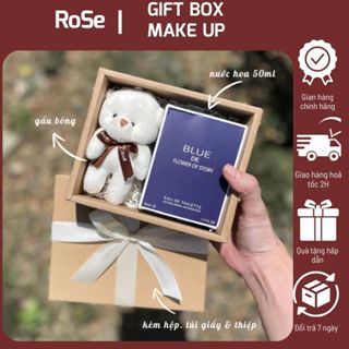  Set Quà Tặng Cao Cấp Cho Bạn Trai – Nước Hoa Nam Blue 50ml Kèm Gấu Bông Thiệp Và Túi Sang Trọng 