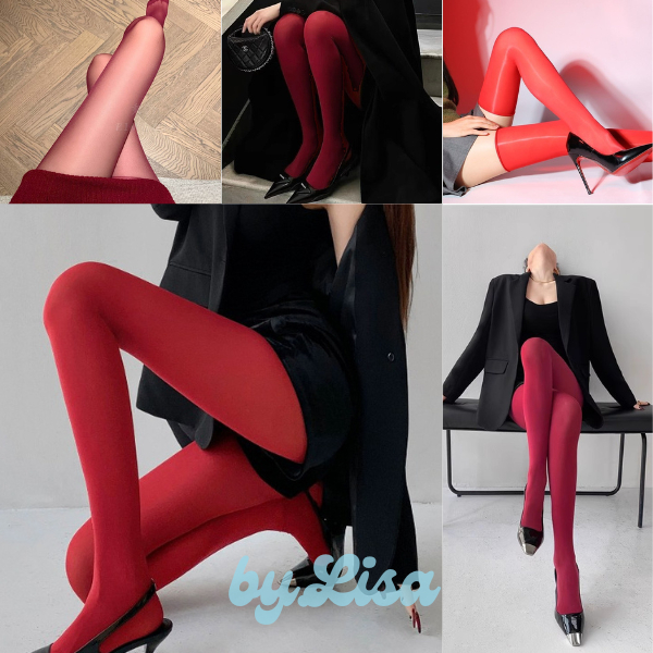 Quần Tất Da Màu Đỏ Độc Đáo Che Khuyết Điểm Phong Cách Aesthetic by.Lisa