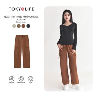  Quần Cargo Nữ Vải Sichun Form Ống Suông Lưng Chun Thời Trang 40002389 - TOKYOLIFE 