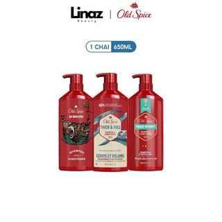 Dầu gội & Xả 2in1 Old Spice Bearlove/Pure Sport/Think & Full hương nước hoa nam 650ml