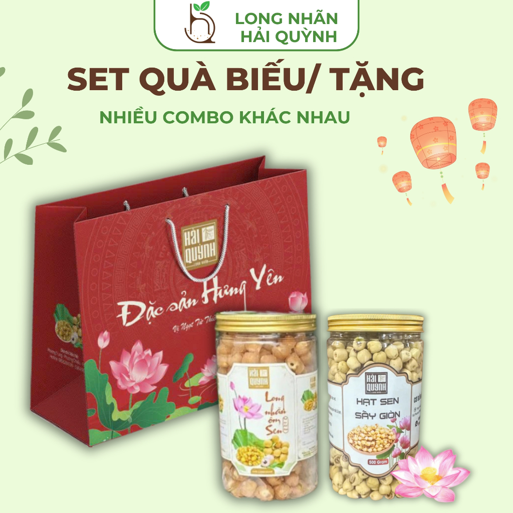 Set Túi Quà Biếu, Tặng Gồm Nhiều Loại Lựa Chọn, Long Nhãn Ôm Sen, Hạt Sen Sấy Giòn