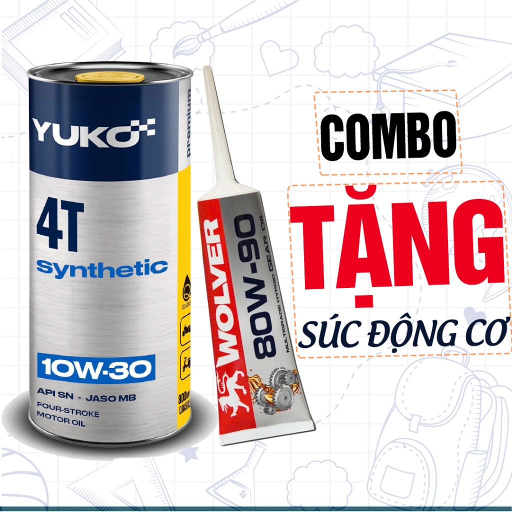 (QUÀ TO) Nhớt Xe Ga Yuko 10W30 Synthetic JASO MB 0.8 Lít (2025), Nhớt Tổng Hợp Nhập Châu Âu