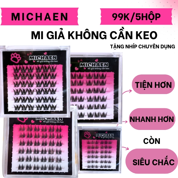 Mi giả có keo sẵn Michaen Lông mi giả tự dính dính chắc có thể tái sử dụng