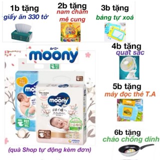 [GIÁ TỐT] Tã dán/quần MOONY tiêu chuẩn, natural, cộng miếng Nhật Bản M46/L38/XL32/XL38