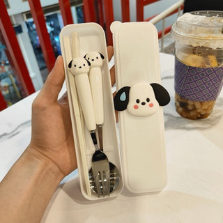  Bộ thìa dĩa đũa 3 món inox 304 hình cute kuromi pochacco .... 