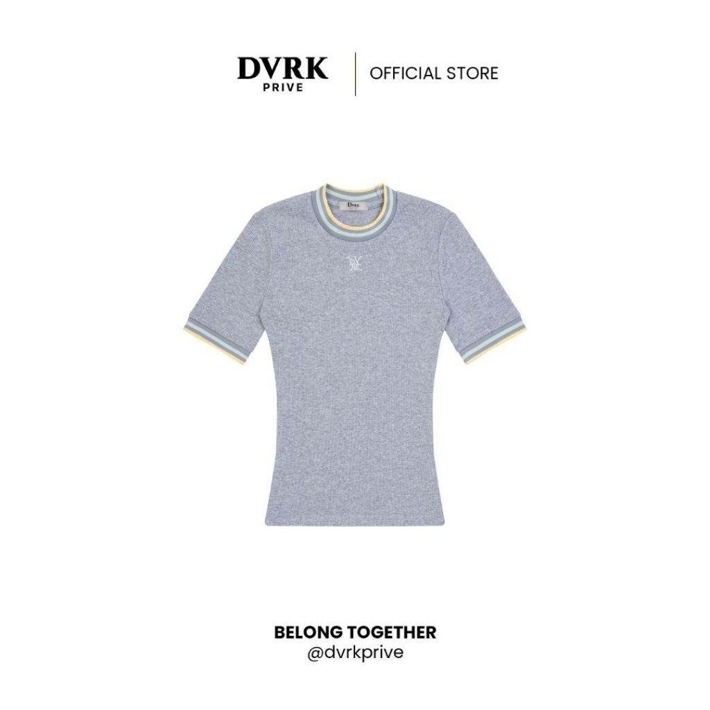 Áo Thun Tăm Tay Ngắn Cổ Sọc Form Ôm Body Màu Xám-DVRK-25R