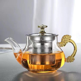 Ấm thuỷ tinh quai ngọc lõi lọc inox sát đáy, ấm pha trà thuỷ tinh 400ml (ma38)