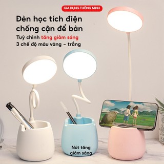  Đèn Học Để Bàn Tích Điện Chống Cận – Đèn LED 3 Chế Độ – Có Ngăn Bút & Giá Đỡ Điện Thoại 