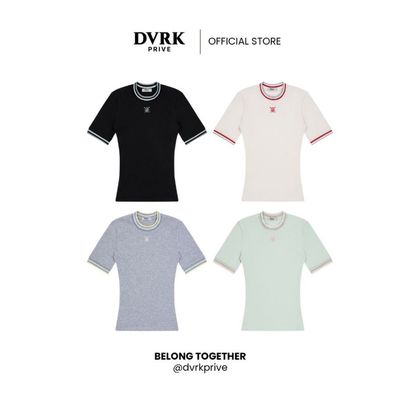 Áo Thun Tăm Tay Ngắn Cổ Sọc Form Ôm Body Màu Đen-DVRK-25R