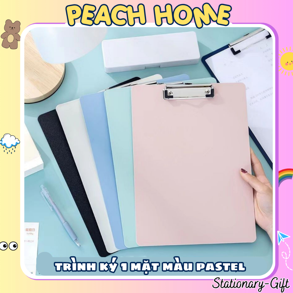 {Rẻ Nhất} KẸP TÀI LIỆU/TRÌNH KÝ Nhựa 3 Size A6 A5 A4 Màu Pastel Xinh Xắn / Bìa Tệp Đựng Giấy Trong Suốt 1k Peach