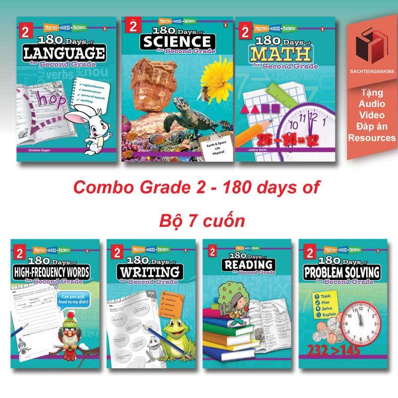 Sách - Combo Grade 2 - 180 days of...- 7q - Science, Language, Writing, Solving, Reading, Math, high frequency word
