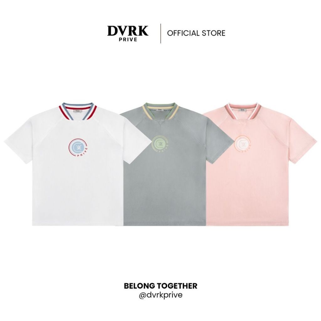 Áo Thun Baseball Tay Ngắn Cổ Sọc Form Loose Màu Trắng-DVRK-25R