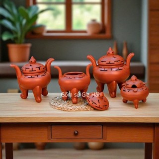 Lư Xông Trầm Gốm Sứ đốt bồ kết Bát Tràng