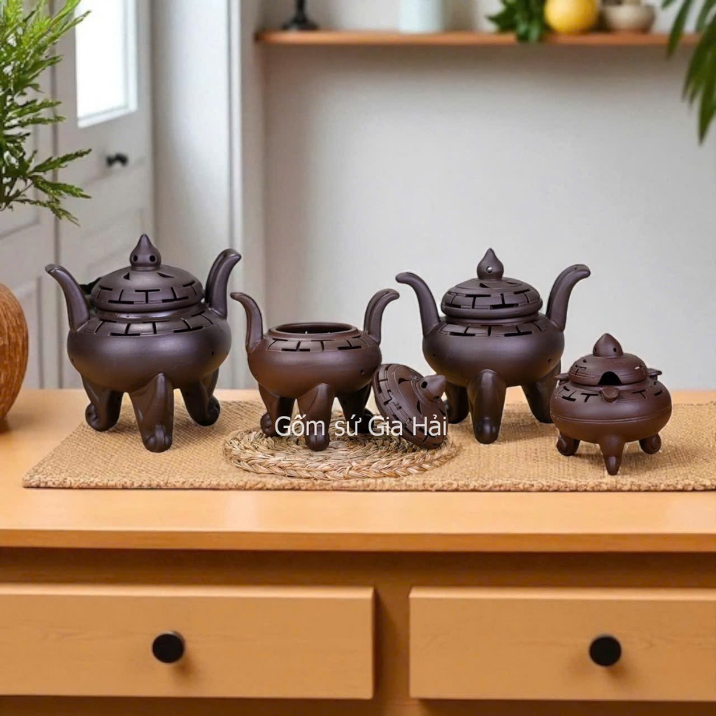 Lư Xông Trầm Gốm Sứ đốt bồ kết Bát Tràng