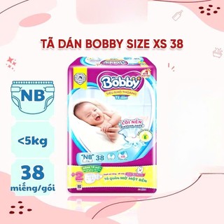 Tã Dán Newborn Bobby Size XS 38 Miếng Siêu Khô Thoáng, Chống Hăm Cho Bé Sơ Sinh Dưới 5kg