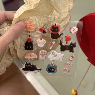  Sticker mèo đen trong suốt dán trang trí điện thoại iPad laptop 