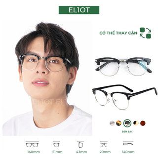  Gọng kính cận ClubMaster kính nửa gọng nam nữ thời trang tròng kính chống ánh sáng xanh có thể thay cận 