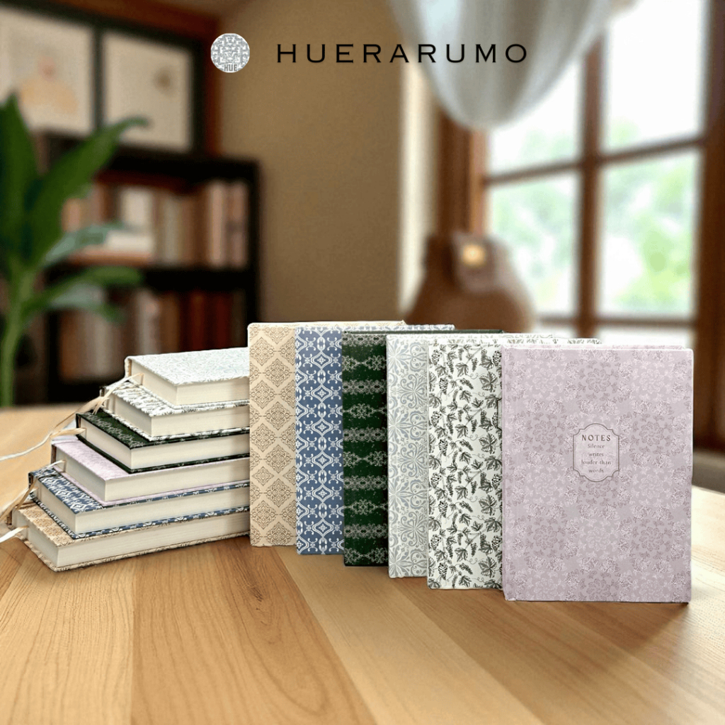 Sổ Tay Bìa Cứng A5 300 Trang HUERARUMO – Giấy 100gsm, Ruột Kẻ Ngang / Chấm Bi / Caro – Bìa Vintage C