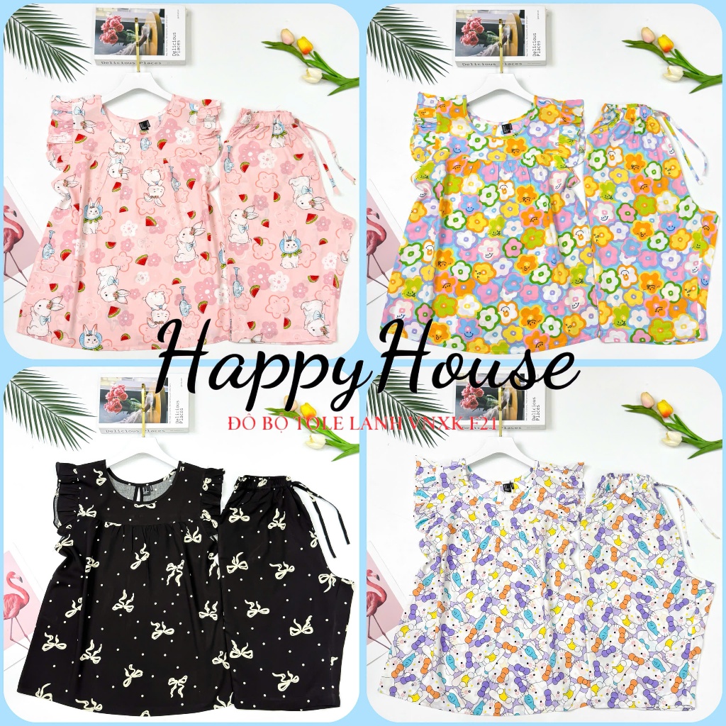 Đồ bộ tole nữ, Bộ Lanh Lửng Cánh Tiên VNXK F21 45-75kg, chất tole loại 1 mềm mịn mát