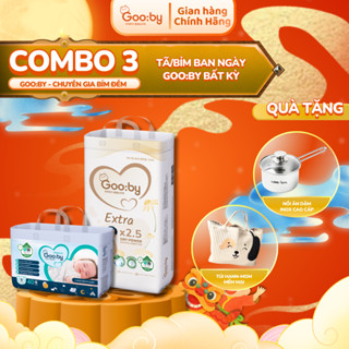 [Kèm quà] Combo 3 bịch bỉm quần (ngày và đêm) Gooby siêu mỏng, đủ size M,L,XL,XXL,XXXL