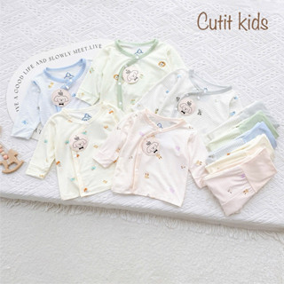  Bộ dài sơ sinh quần cạp cao chất petit mềm mại thoáng mát thấm hút mồ hôi cho bé trai bé gái từ 3-9kg CTD07 