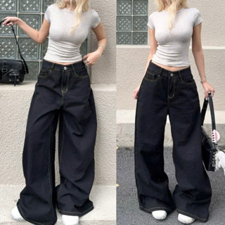  QUẦN JEAN VIỀN CHỈ - Quần Jean Trơn dài suông ống rộng màu ĐEN form nam nữ unisex Jaystoree 