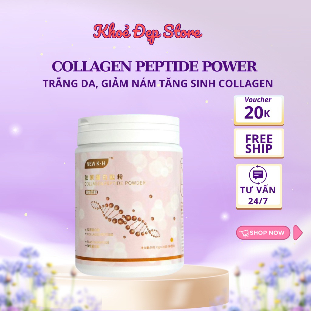 Collagen Peptide Elastin Bột  Thủy Phân Cao Cấp 16200mg Peptide + 1000mg Elastin - Trắng Da, Cấp Ẩm,