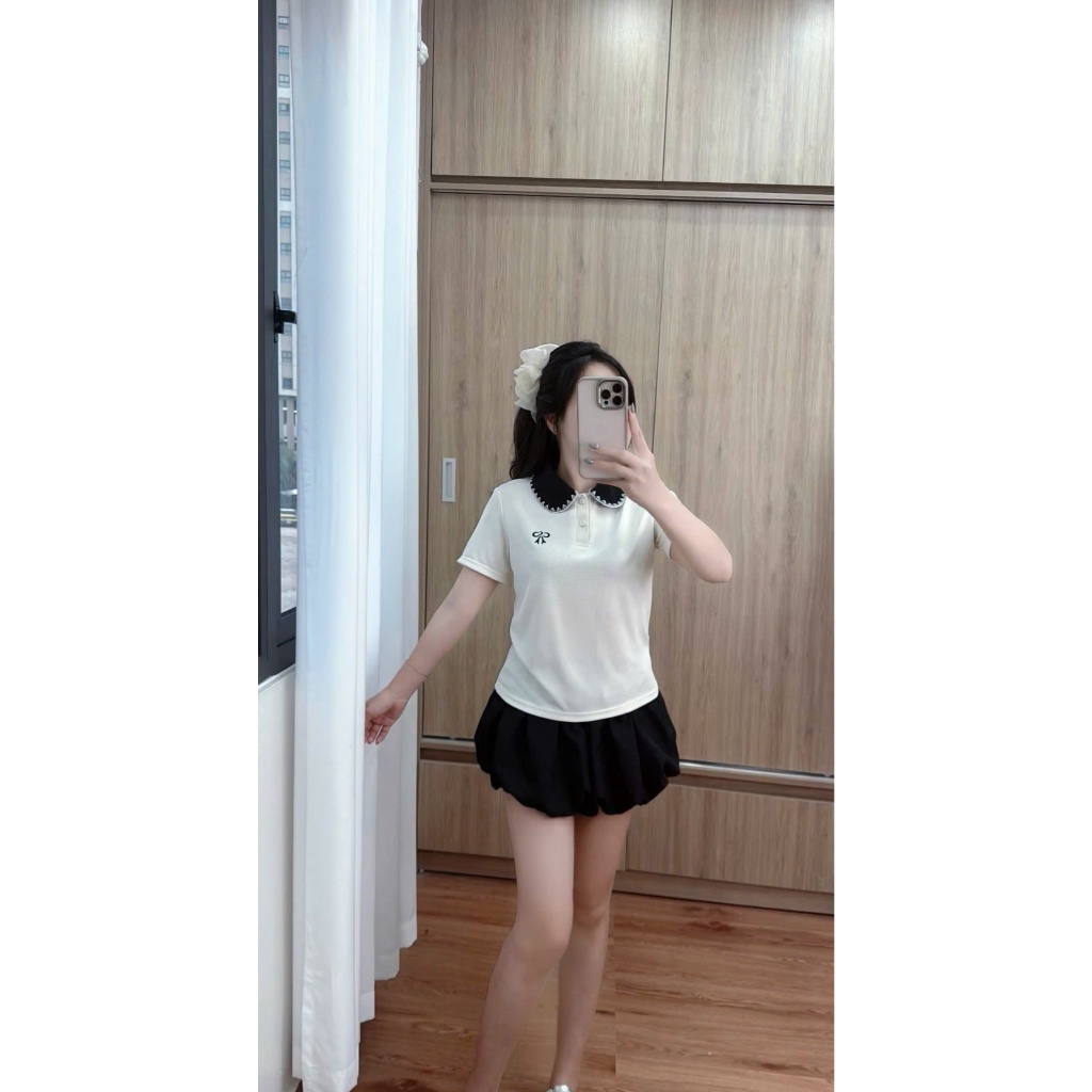 Aó Polo Lista thiết kế thời trang thêu nơ cổ phối , sang trọng bassic ( M18) | BigBuy360 - bigbuy360.vn