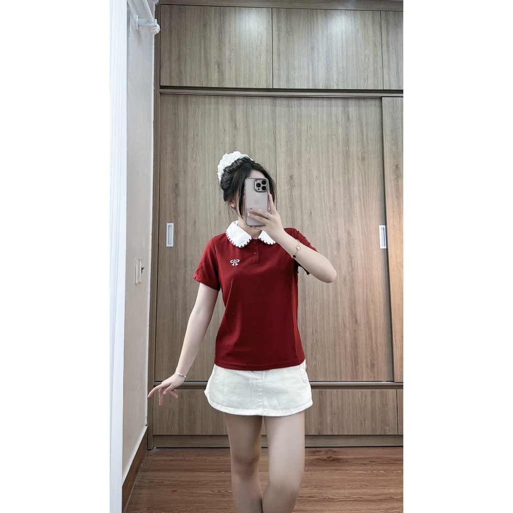 Aó Polo Lista thiết kế thời trang thêu nơ cổ phối , sang trọng bassic ( M18) | BigBuy360 - bigbuy360.vn