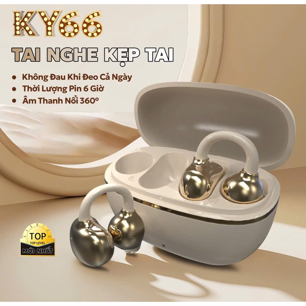 KY TECH KY66 Tai Nghe Kẹp Tai, Thiết kế cầu chữ C, Công nghệ nghe hở tai, Tự động nhận dạng trái-phả