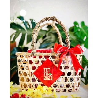 Giỏ tre gói quà , giỏ đựng đồ tết, làn tre quà tặng, trứng, decor