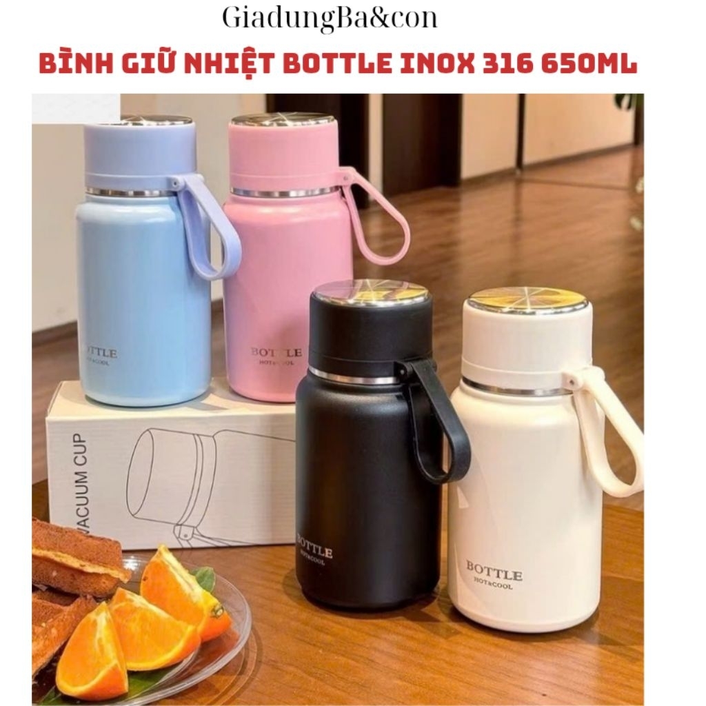 Bình Nước Giữ Nhiệt BOTTLE 65ml, Ly Giữ Nhiệt Inox 316 Giữ Nhiệt Nóng Lạnh 12 Giờ