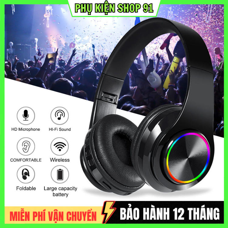 Tai nghe bluetooth chụp tai có micro chơi game , Tai nghe không dây gaming B39 âm thanh sống động pin trâu