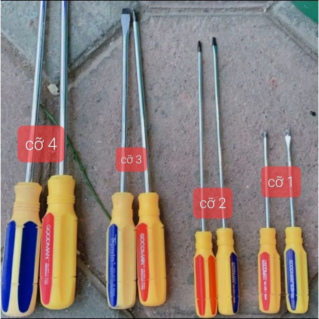 Tô vít các cỡ 4 cạnh ,2 cạnh
