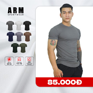 Áo Thun Nam Ngắn Tay Cổ Tròn Arisman Chất Thun Gân Tăm Co Giãn, Áo Thể Thao Nam Form Ôm Body tập gym