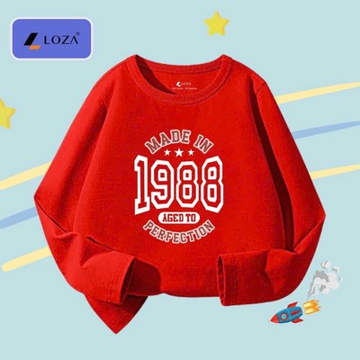 Áo thun dài tay bé trai in 1988 cho bé từ 15-40kg - Áo thu đông trẻ em Loza Kids - KT3253