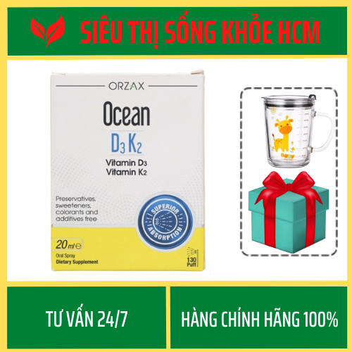 XỊT OCEAN D3K2 - Bổ Sung Vitamin D3 K2, Tăng Cường Hấp Thu Canxi Và Dưỡng Chất - Lọ 20ml
