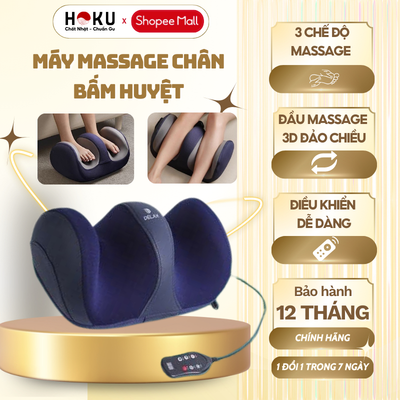 Máy Massage Chân Bấm Huyệt DELAX Bản Cao Cấp, Máy Mát Xa Bàn Chân Tự Động, Ai Cũng Dùng Được - MSC02