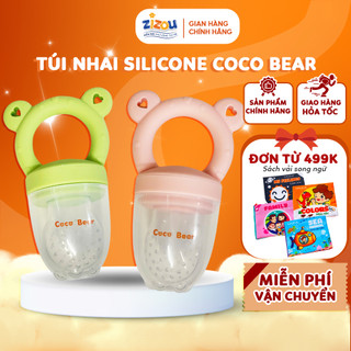 Túi Nhai Ăn Dặm Cocobear Cho Bé – Silicone Thực Phẩm, Kèm 3 Size Núm, Chống Hóc, An Toàn Tập Nhai – ZIZOU