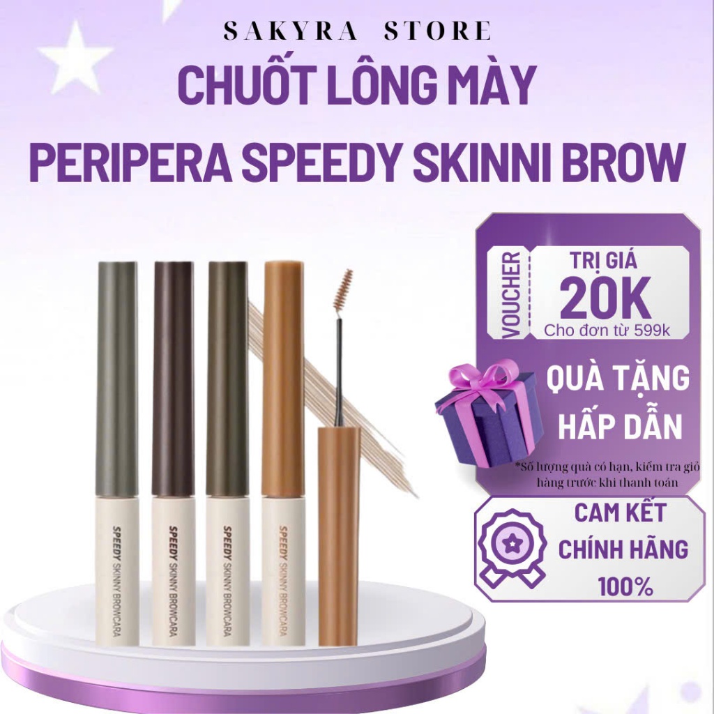 Mascara Chuốt Lông Mày Peripera Speedy Skinny Brow Mascara chải đều lông mày mà không bị bết